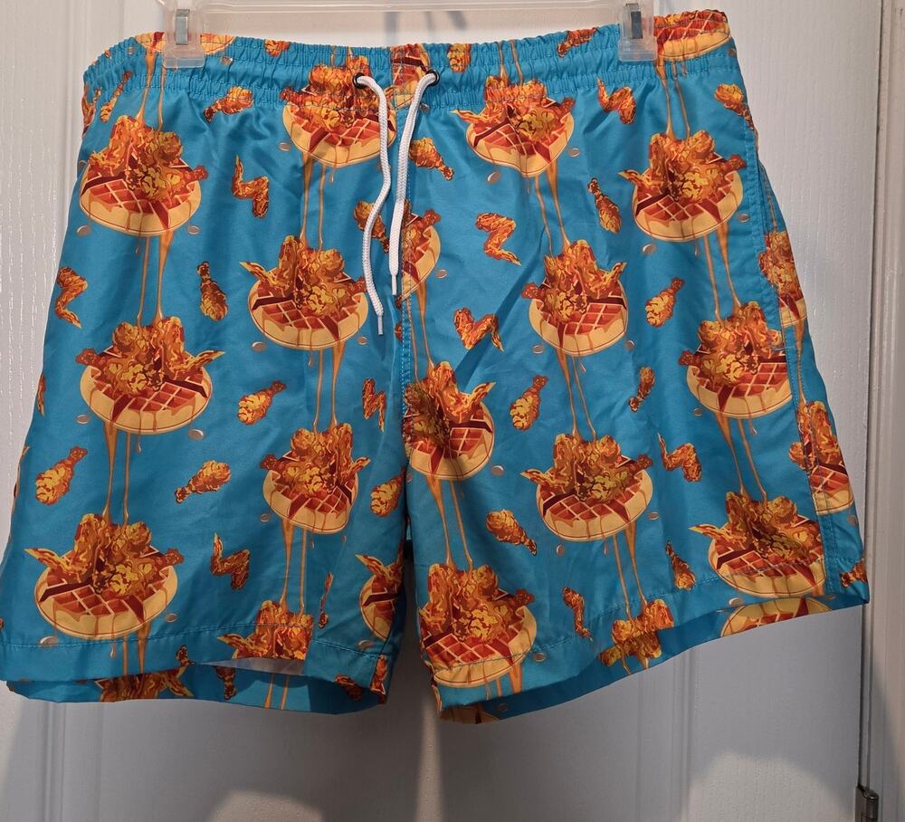 Coastal Swell Chicken and Waffles swim shorts 3XL novelty